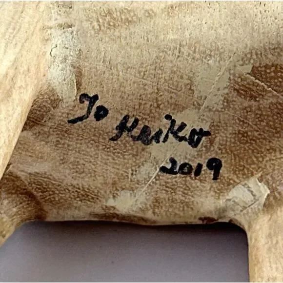 Hand Carved Wooden Bear Sculpture Folk Art Minimalist Rustic Decor 8” Long - Picture 9 of 9